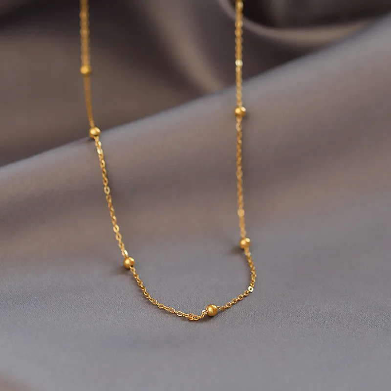 Cuban Necklaces Fashion Necklace Stainless Steel Necklace Metal Necklace Choker Necklace 316L Stainless Steel Gold Color Ball Necklaces