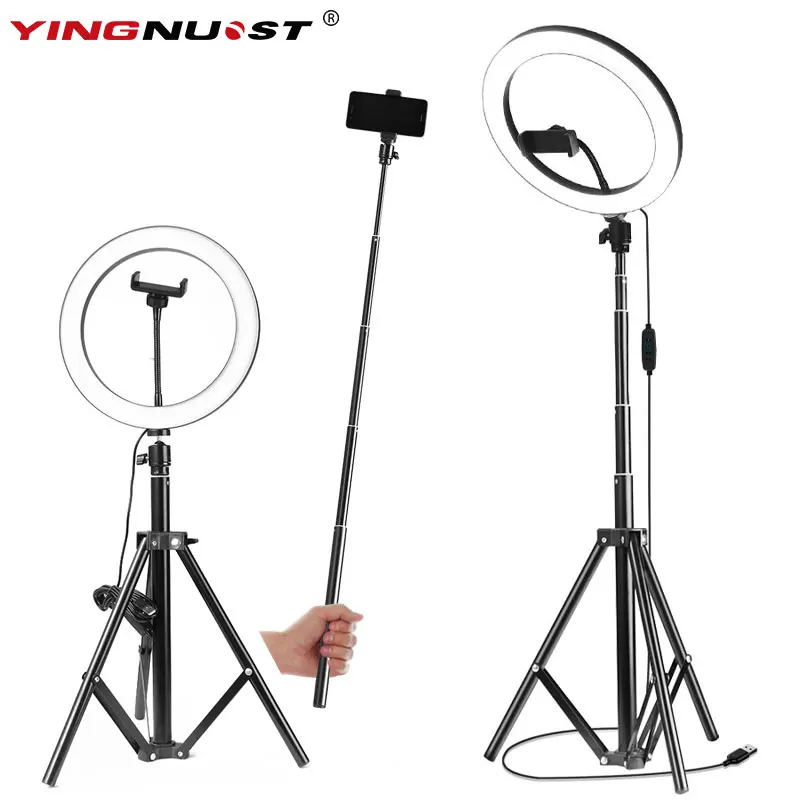 

LED Ring Light 10inch 5600K Light Lamp Dimmable Photography Studio Phone Video With 150CM Tripod Selfie Stick&USB Plug For Canon