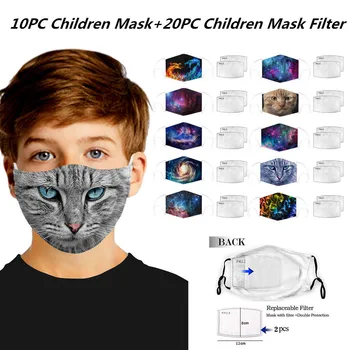 

10pc Children Windproof Foggy Haze Mask With Mask Gasket Face Mask Mascarilla Cycling Earloop Breathable Adjustable Face Cover