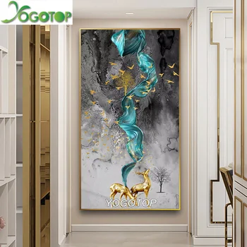 

Large fortune deer birds diy diamond painting puzzle rhinestone Full mosaic diamant embroidery abstract porch Decor YY3354