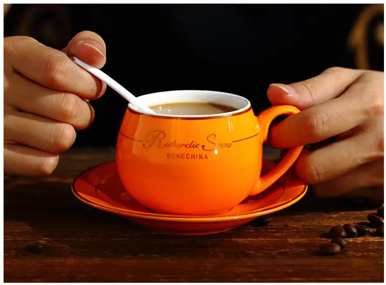 TECHOME керамическая кофейная чашка, одноцветная кружка, чашка с тарелкой, чайная и кофейная ложка, Набор чашек для молока