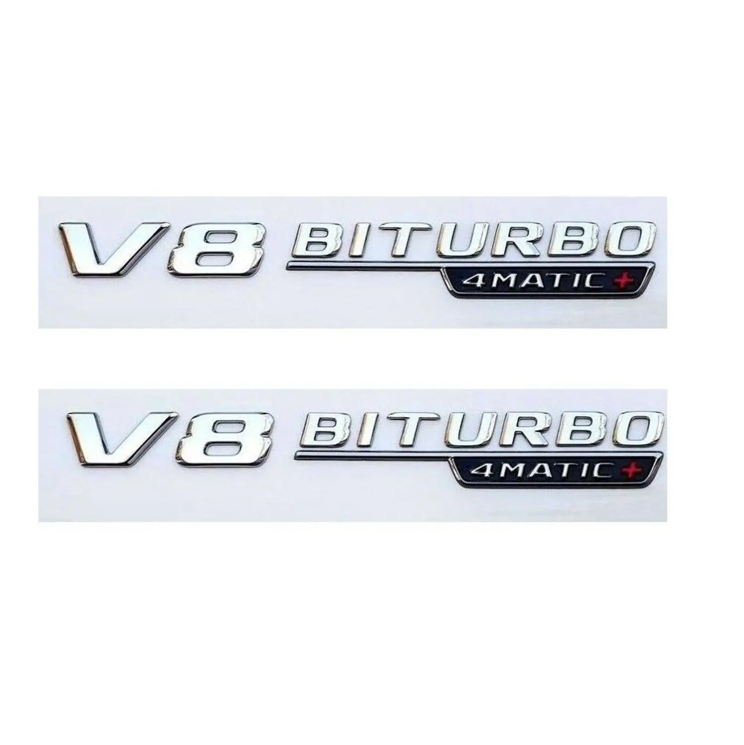 

Chrome V8 for BITURBO 4MATIC+ Fender Emblems Badges for Mercedes AMG 4MATIC +