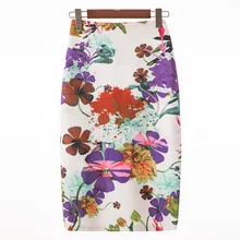 Женская Цифровая с высокой талией с принтом повседневная сексуальная длина до колена Цветочная юбка