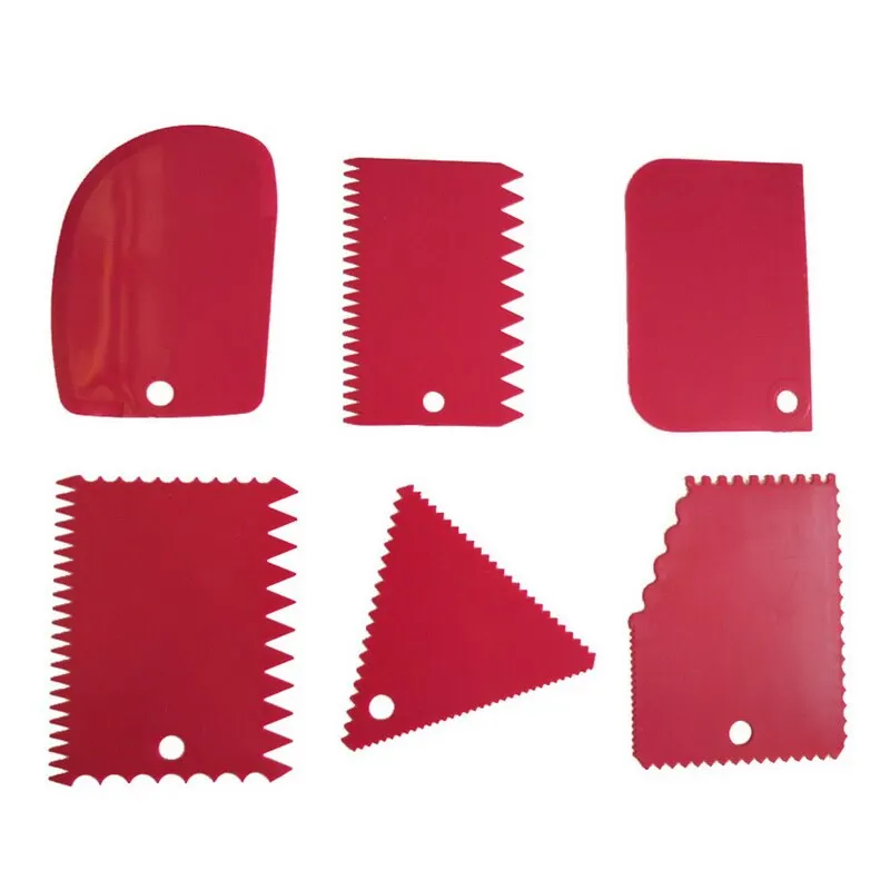 rose red 6 шт. нож для выпечки, лезвие для торта, пластмассовая лопатка для торта, торта, слайсер для хлеба, выпечка скребок для инструментов - Цвет: rose red