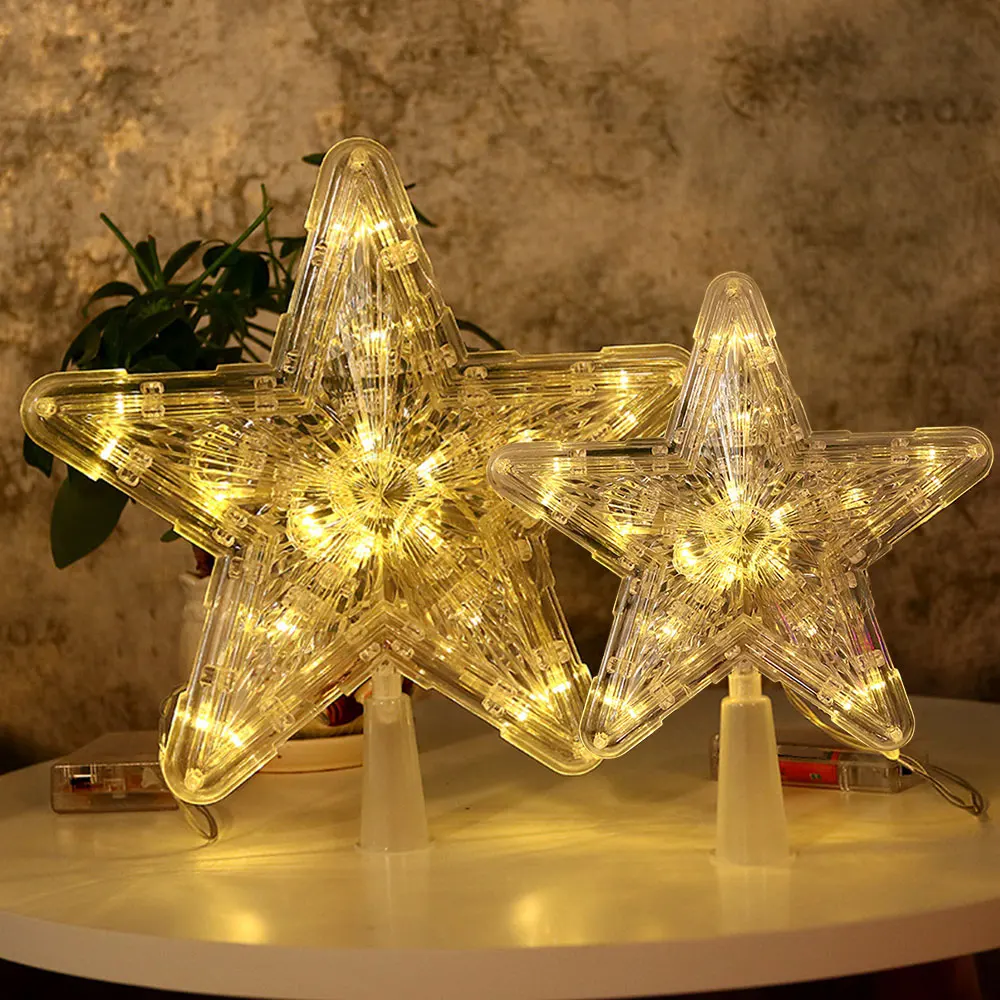 

Christmas Tree Topper LED Star Light Battery Operated Xmas Christmas New Year Treetop Decoration for Home