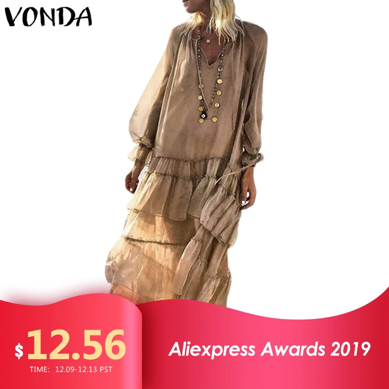 Женское длинное платье VONDA Пляжное Прозрачное с треугольным вырезом
