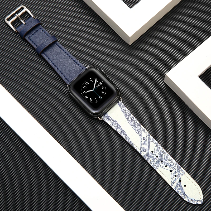 

Leather strap for Apple watch band 4 5 44mm 40mm correa Bracelet iwatch Series 3 2 1 42mm 38mm Single Tour manual calfskin