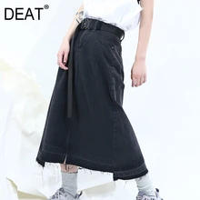 [DEAT] черная джинсовая юбка с высокой эластичной резинкой на талии, женская модная новинка весна осень 13F080