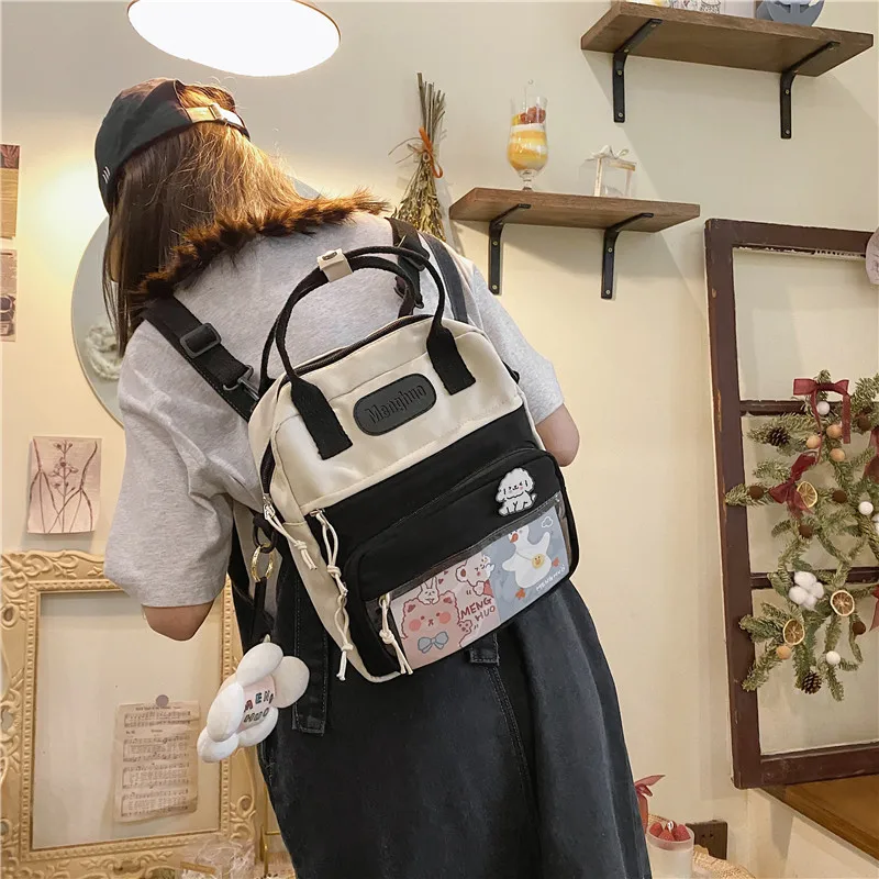 Korean Style Cute Mini Backpacks Women Waterproof Nylon Small Shoulder Bags For Teenage Girls Schoolbags Flower Travel Backpack