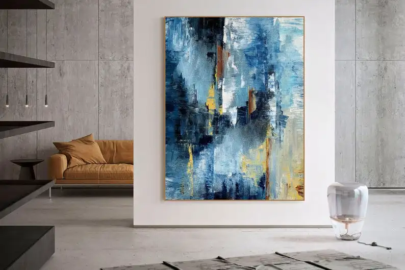 Better Days - Abstract Acrylic Painting, Palette Knife Art, Blue Brown Wall  Art Canvas Acrylic painting by Olga Tkachyk