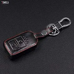 black Супер качественный чехол для ключей из натуральной кожи для Honda hr-v HR-V Vezel для Jazz Crosstour XRV Jed пилотное соглашение Civic 2 кнопки - Название цвета: black