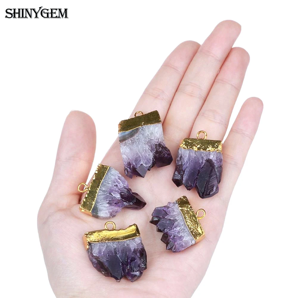 ShinyGem естественный неправильной формы сырой фиолетовая Друза Кристалл ломтик