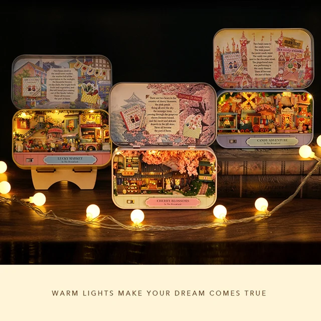 DIY Wood DollHouses Handmade Funny Box Theatre Miniature Box Cute Doll Houses Assemble Kits Gift Wooden Toys For Girls 2