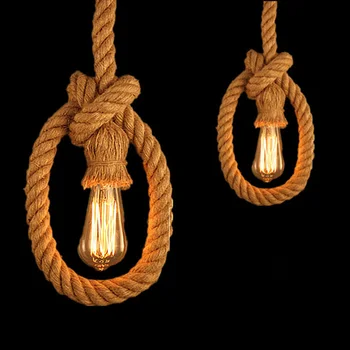 

1m/1.5m Single/Double Heads Hemp Rope E27 Bulb Holder Cord Electric Wire DIY Pendant Decorative Light Base