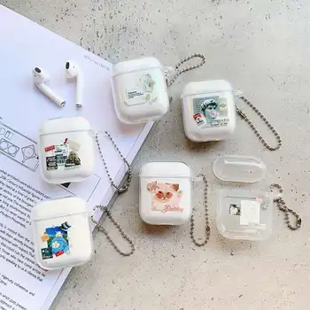 

Travel Ticket label case For AirPods 2 case Transparent Headphone case for apple air pods silicone clear earphone Cover fundas