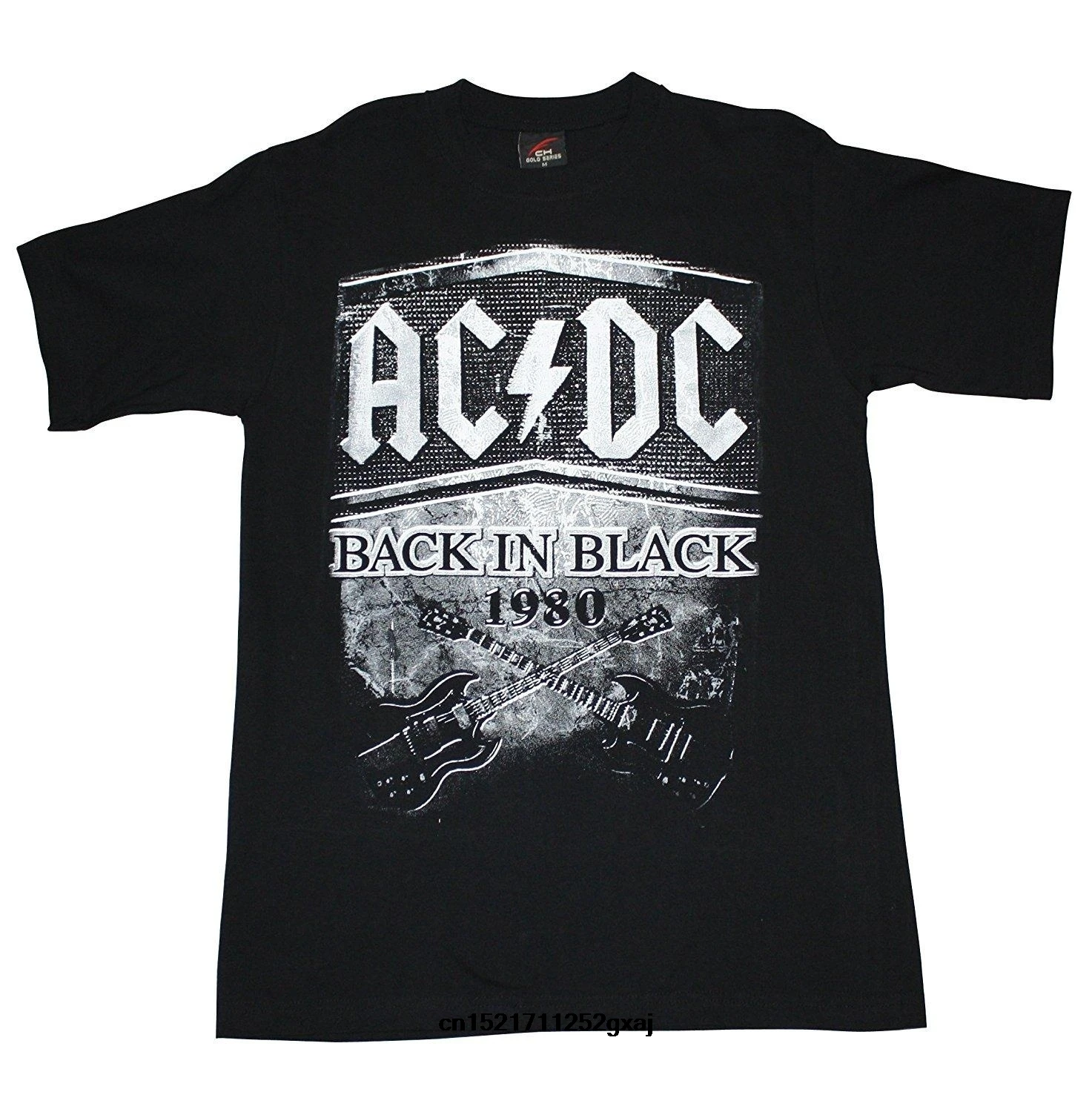 Мужская футболка AC_DC Back in Black 1980 одежда на заказ с принтом платье круглым | Мужские футболки -4000687459737