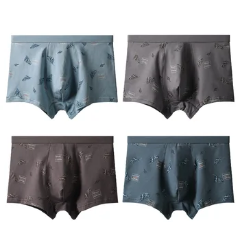 

4Pcs Pure Cotton Mens Underwear High Quality Men Boxer U Convex Boxers Sexy Breathable Male Printed Shorts Panties Underpants