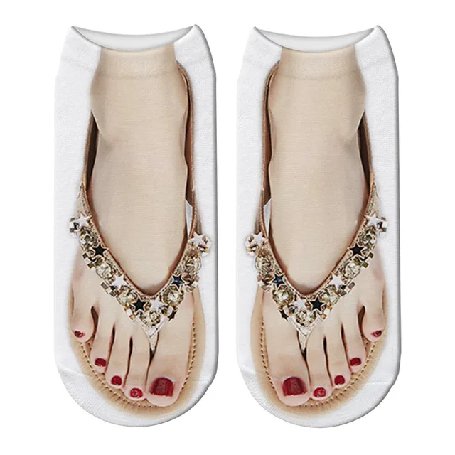 Cute Foot Printed 3D Socks For Women Kawaii Low Ankle Femme Girls Cotton Socks Casual Funny Creative Socks Happy Calcetines Sox syle6