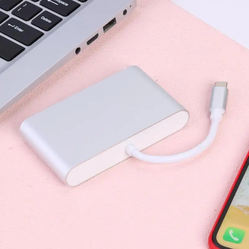USB C концентратор многопортовый адаптер 4-в-1 Тип C с USB HDMI 4K 1000M RJ45 Gigabit Ethernet для 10/100/1000 м