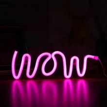 

WOW Neon Sign Beautiful Neon Lights Wall Decor LED Neon Night Light Battery/USB Powered Neon Light Sign for Party Bar Bedroom