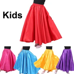 Kids Girls 10colors Belly Dance Costumes for Children Belly Dancing Performance Gypsy Solid Satin Skirt
