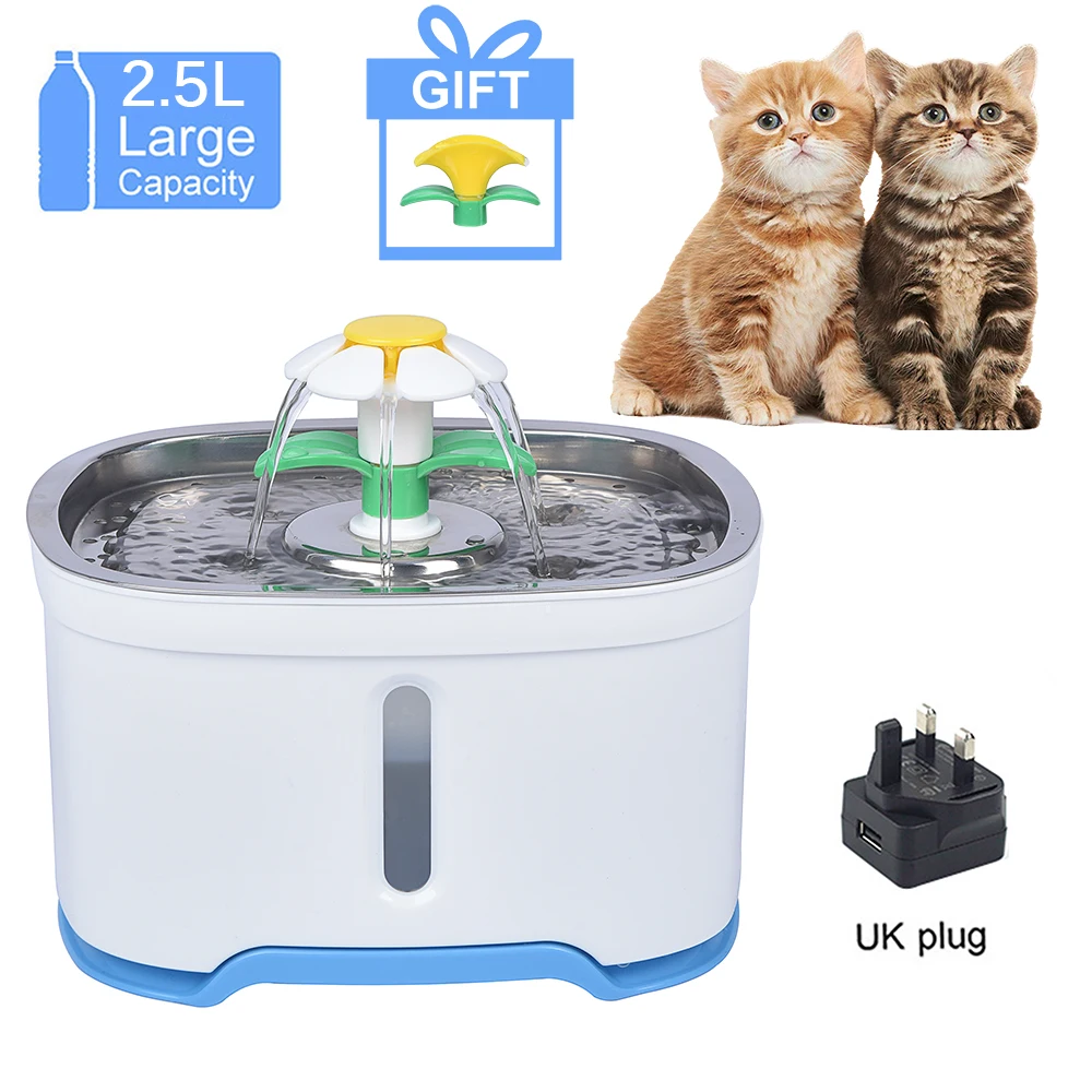 Pet диспенсер для воды Съемная нержавеющая прямоугольная круглая кормушка для воды для кошек и собак фонтаны для питья плюс две насадки