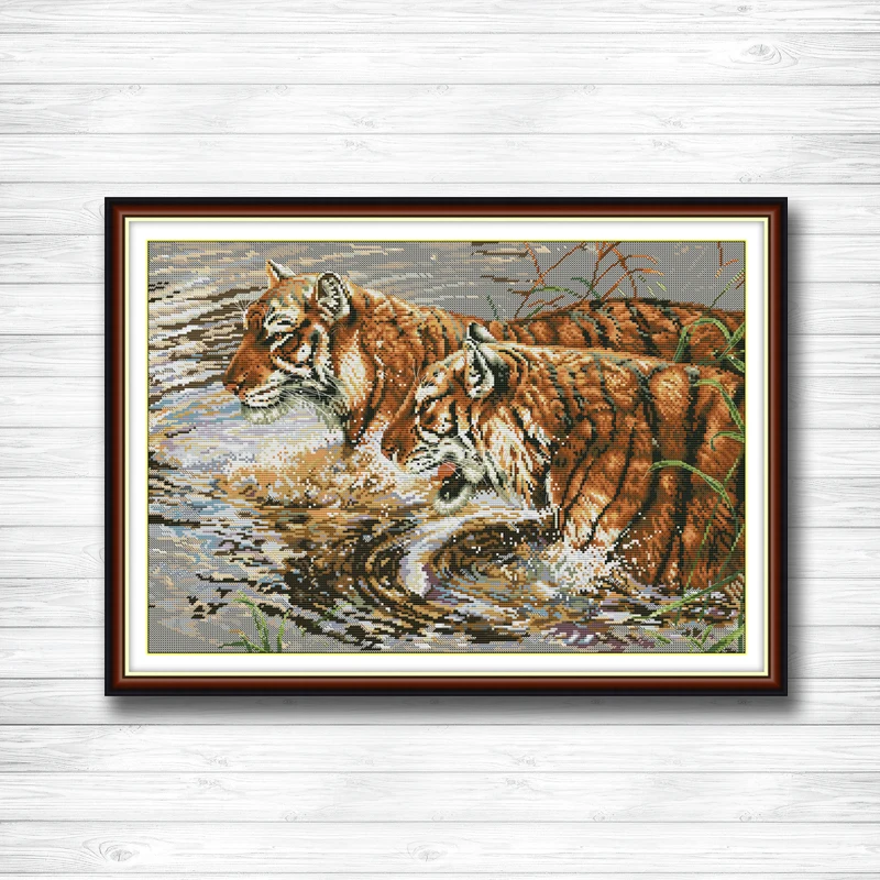 

Concomitance tiger Drawing painting Counted printed on the canvas DMC 14CT 11CT DMS Cross Stitch Needlework kits Embroidery Sets