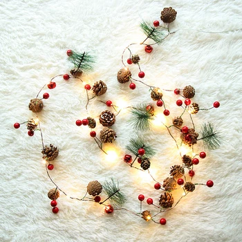 

Xmas Pine Cones String Light Warm White Vintage Bulbs Christmas Tree Decoration Party Wedding Hanging Lights Holiday Props