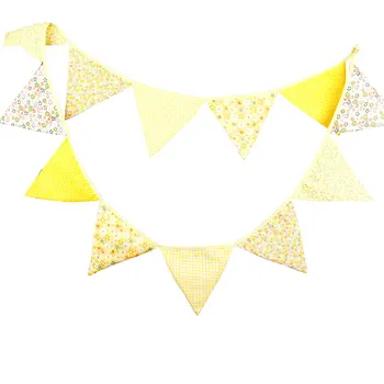 

Yellow Cotton Cloth Triangular Flag Children Birthday Pennants Infant Filming Background Wedding Cotton Cloth Hanging Flag