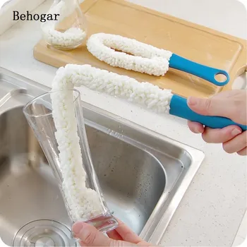 

Behogar Plastic Flexible Wand Foam Sponge Wine Bottle Glass Decanter Coffee Cups Hand Washing Cleaning Brush Scrubber Cleaner