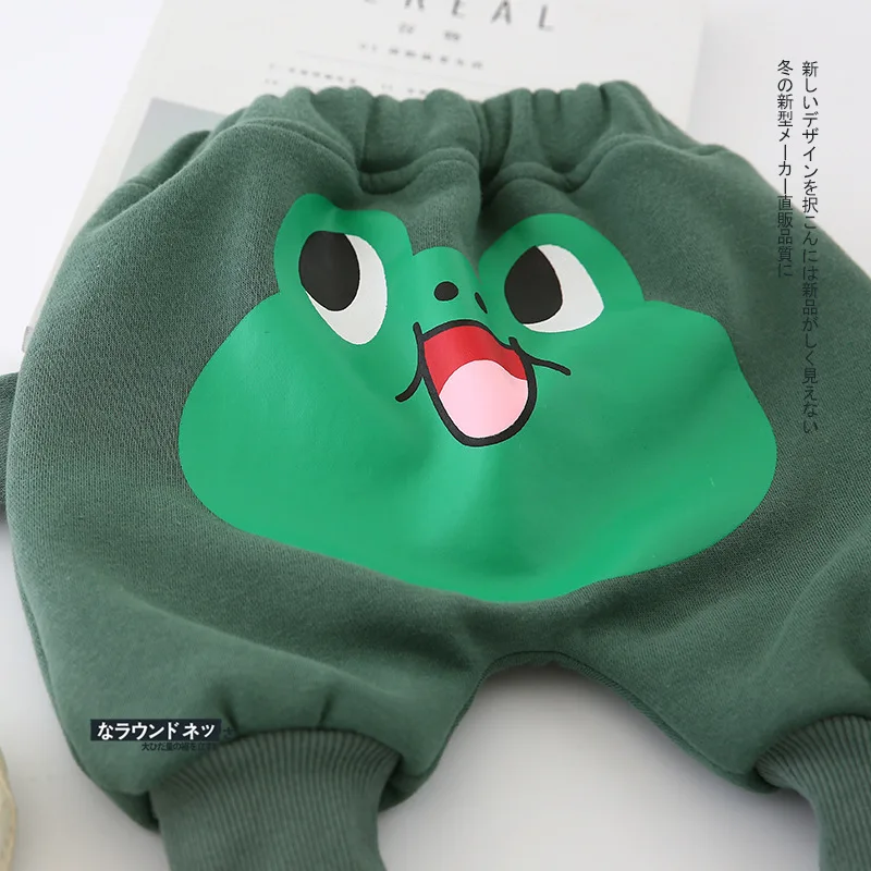 Зимние штаны с рисунками из мультфильмов; бархатная детская одежда