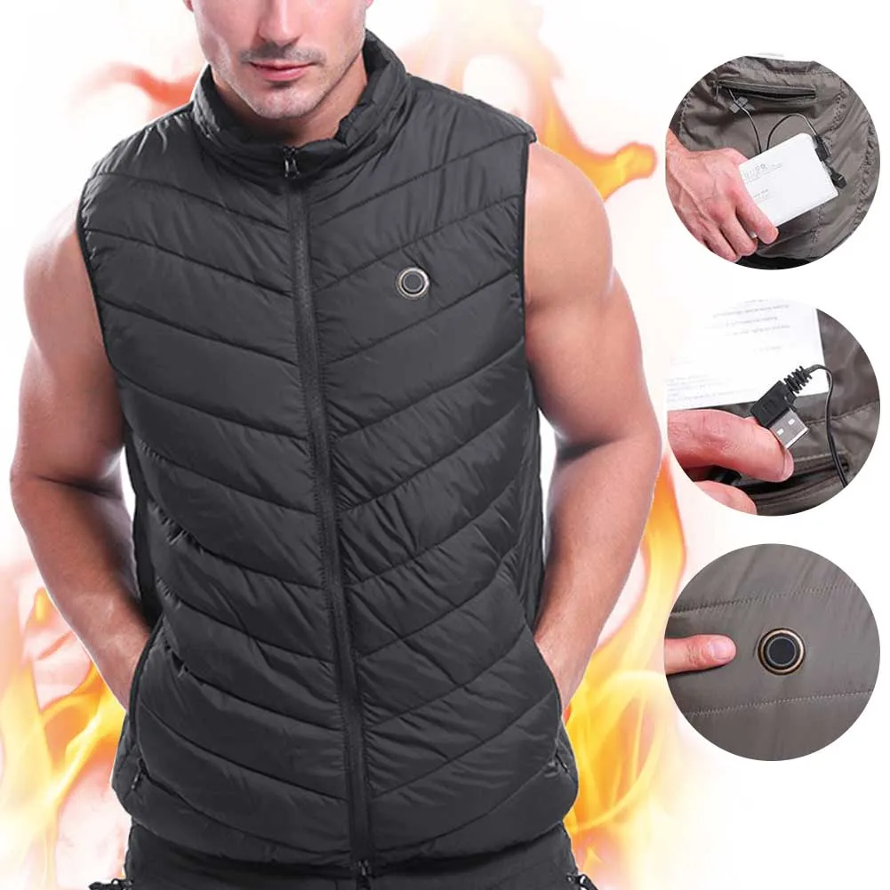 Men Women Washable Hiking Winter Temperature Control USB Charging Electric Heating Vest Outdoor Sports Fishing Warm Infrared