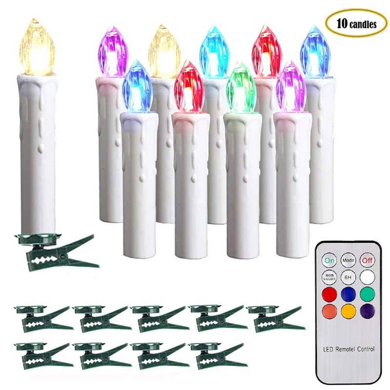 Led Candles Christmas Tree 10pc/lot New Led Candles Remote Control 6 Flameless Aliexpress
