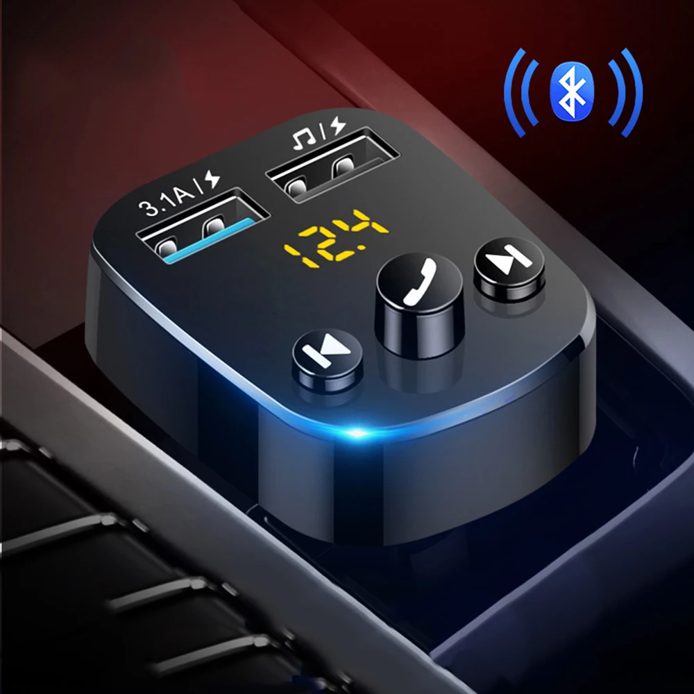 Fm-передатчик Bluetooth 5,0 Автомобильный MP3-плеер адаптер батарея напряжение снижение шума TF карта hands-free Dual USB зарядное устройство