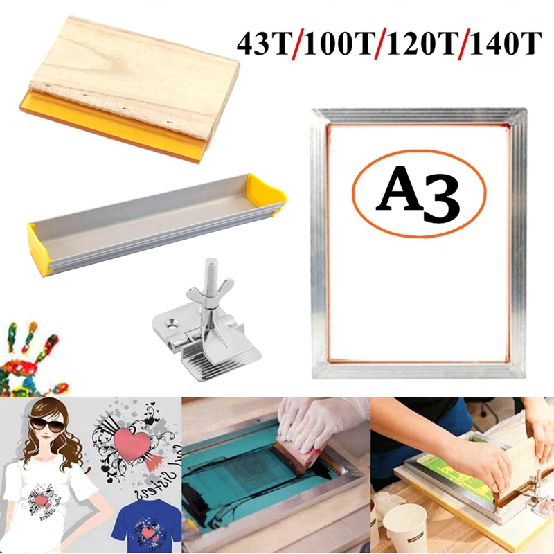 A3 Screen Printing Kit Aluminum Frame+Hinge Clamp+Emulsion Coater