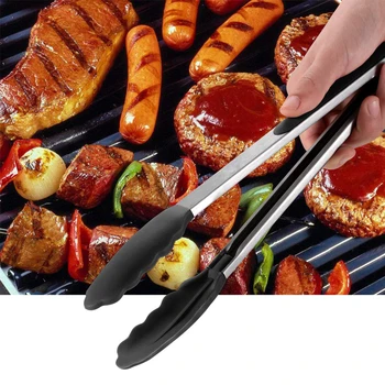 

BBQ Grilling Tong Salad Food Clip Silicone Non-Stick Kitchen Barbecue Grilling Cooking Lock Tong Multifunction Grill Tools