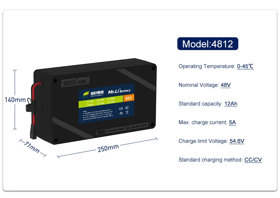 Mr. Li аккумуляторная 48V12A 48V15A 48V20A 48V30A 48V35A 48V40A литиевая аккумуляторная батарея для электровелосипеда