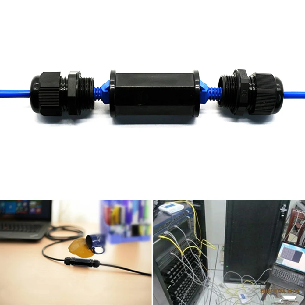 Водонепроницаемый RJ45 Ethernet адаптер IP67 Пылезащитная муфта сетевой кабель Разъем открытый LAN черный легко использовать ABS женский