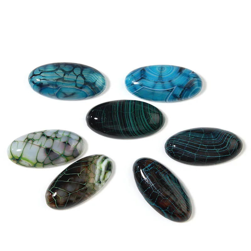5pcs Natural Stone Scales Strips Oval Flatback Green/Blue/Black 15x30mm Agate Spacer Cabochon For DIY Jewelry Making Accessories | Украшения