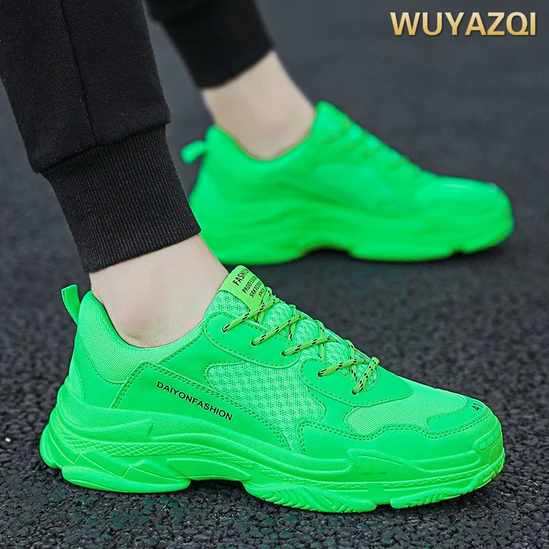 Mens Shoes Sneakers Men Candy-Color Korean-Trend Sports Green Casual Autumn Red WUYAZQI