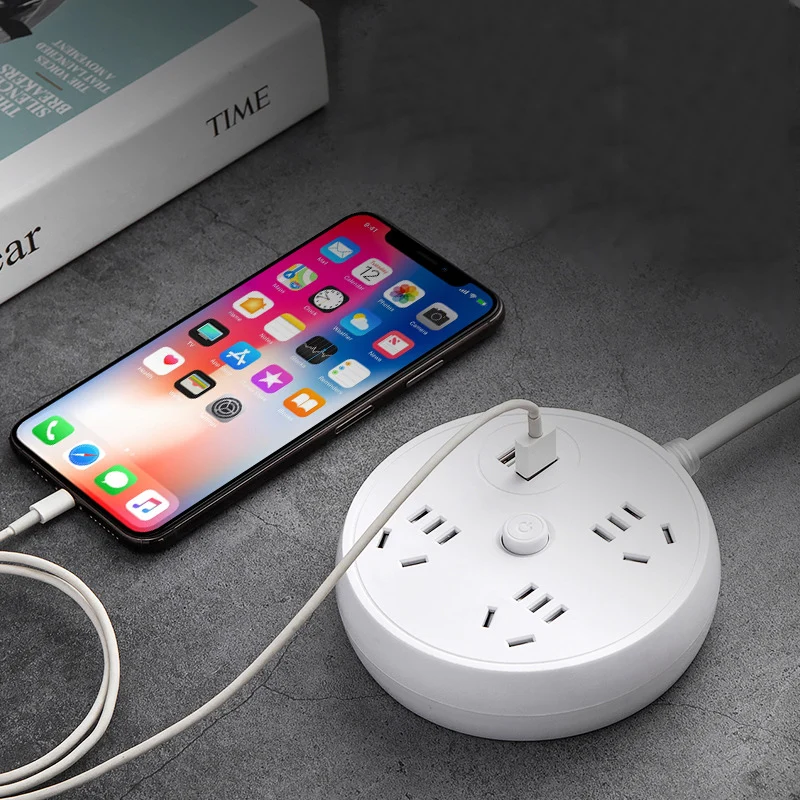

Power Strip Surge Protector with Retractable Cord Smart USB Port Extension Cord Portable for Travel Home Office LHB99
