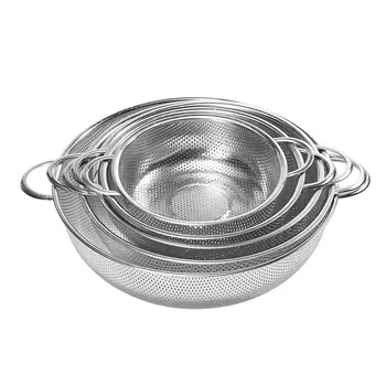 

Stainless steel fruit basket plate punching washing basket filter basket drain drain sieve wash rice basket Taomi basin drip bas