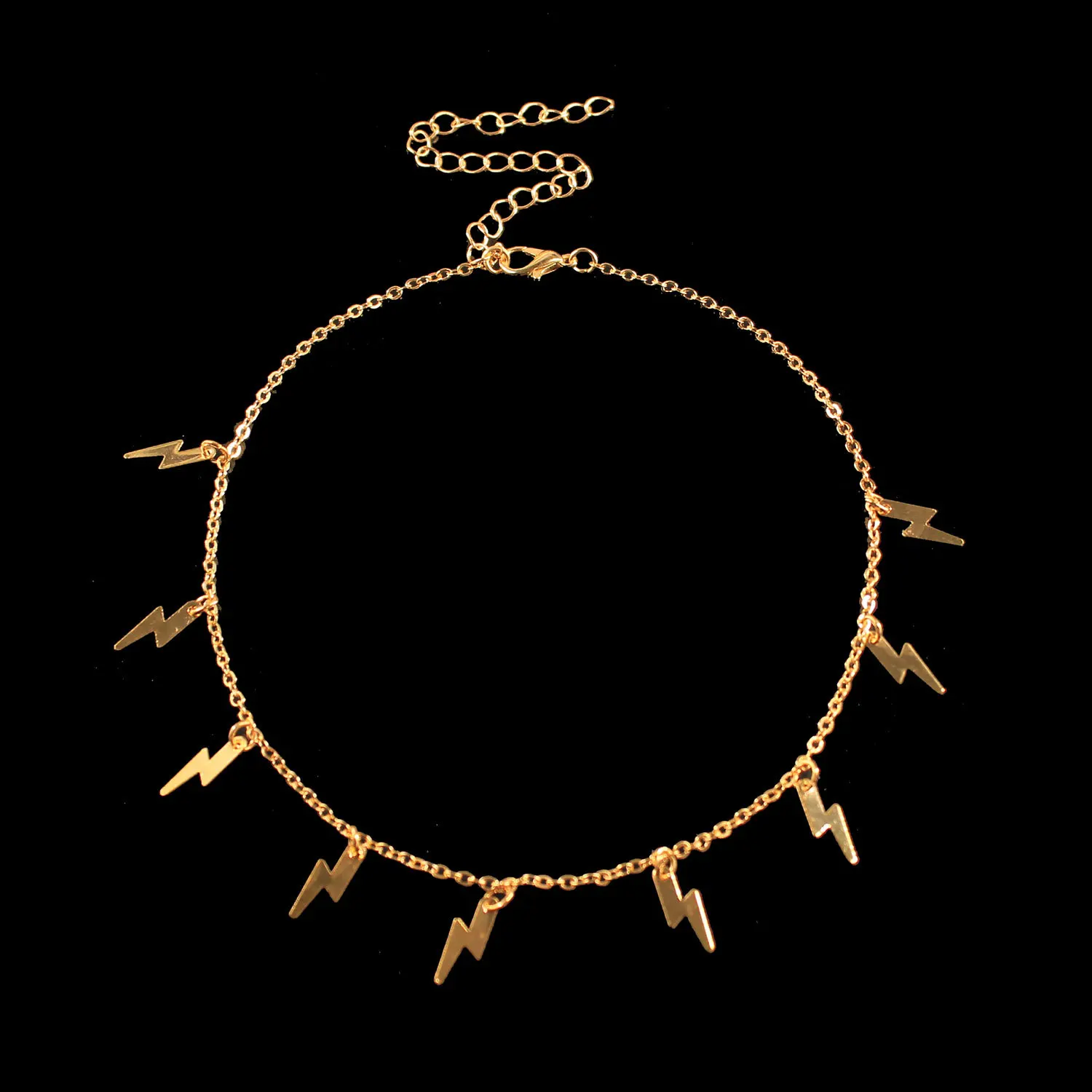 

Foreign Trade Lightning Pendant Necklace Simple Gold Silver Color Short Chain Necklaces for Women Fashion Neck Jewelry XL1236