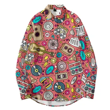 

Men's Shirt Fashion 3D Long Sleeve Men Shirts Casual Button Down Hip Hop Hawaiian Shirt Slim Fit Beach Tops Hight Streetwear