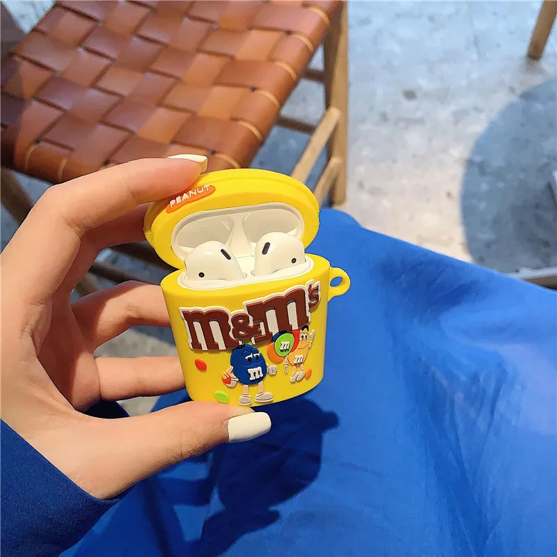Чехол для наушников с мультипликационным принтом fun M bean chocolate bluetooth airpods 1 2 pro
