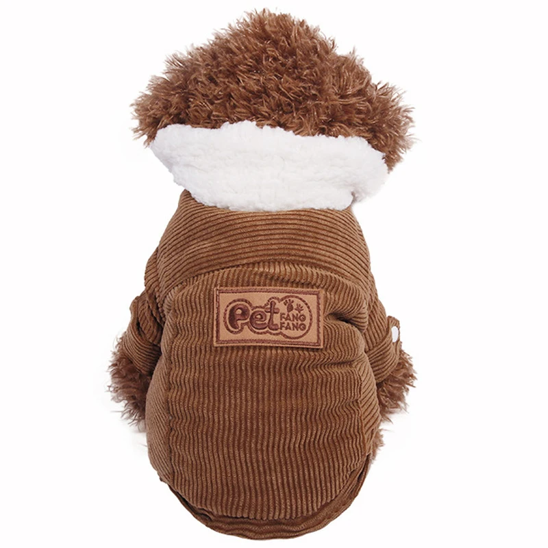 

Corduroy Pet Dog Plush Coat Winter Warm Dog Clothes Thick Pet Fur Collar Jacket For Small Dogs Teddy Puppy Cats Coat Costume