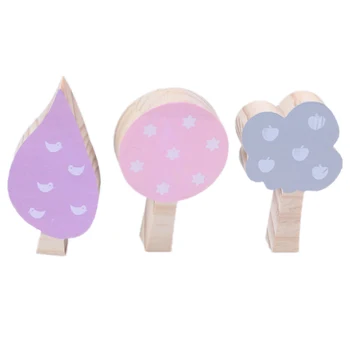 

3Pcs/Set Wooden Trees Block Ornaments Nordic Kids Room Decoration Wood Building Blocks Toys Baby Gifts