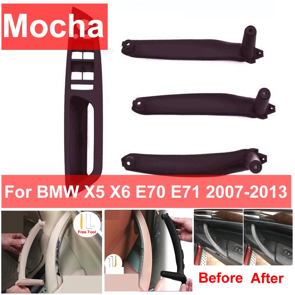 

Beige Black Car left Right Interior Door Armrest Handle Inner Panel Pull Trim Cover For BMW E70 E71 X5 X6