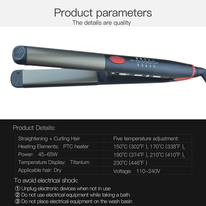 Выпрямитель для волос, светодиодные инструменты для волос, керамический утюжок для выпрямления волос, плоский утюжок, профессиональная завивка, выпрямитель для волос, бигуди, Electri