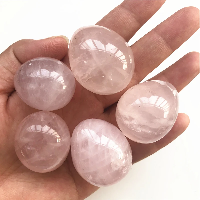 30-36mm Natural Pink Rose Quartz Egg-shaped Crystal Healing Ball Sphere Gemstone Healing Natural Quartz Crystals 1PC